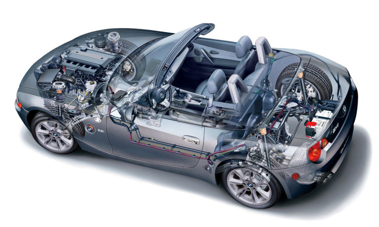 BMW Z4 E85 Roadster Cut Away Drawing